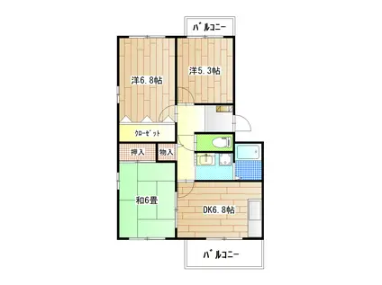 メリーベル壱番館(3DK/3階)の間取り写真