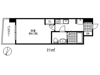 セレニテ三宮プリエ(1K/4階)の間取り写真