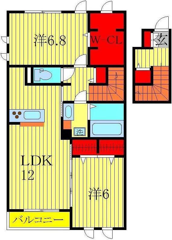 プラティークI(2LDK/2階)の間取り写真
