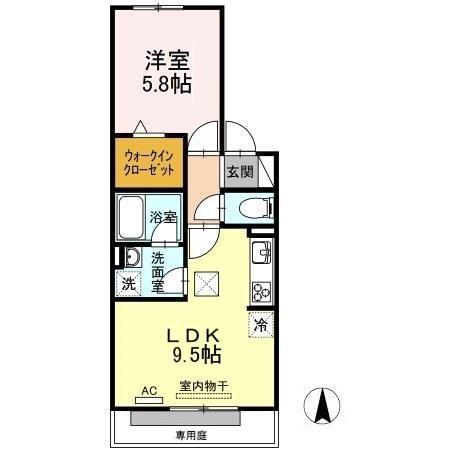クワドラ(1LDK/1階)の間取り写真
