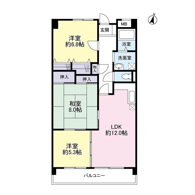 マトック荻野(3LDK/4階)の間取り写真