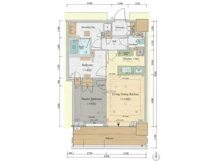 パークシティ中野ザタワー エアーズ(2LDK/22階)の間取り写真