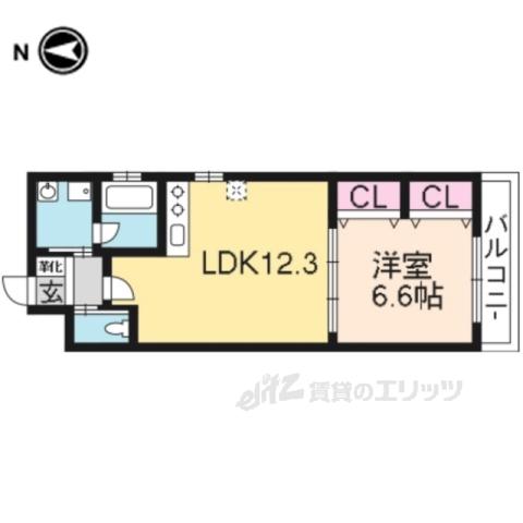 SHINING壬生離宮(1LDK/2階)の間取り写真