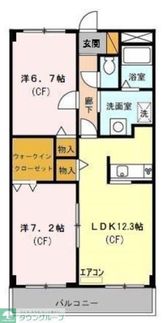 オークス皇山道(2LDK/3階)の間取り写真