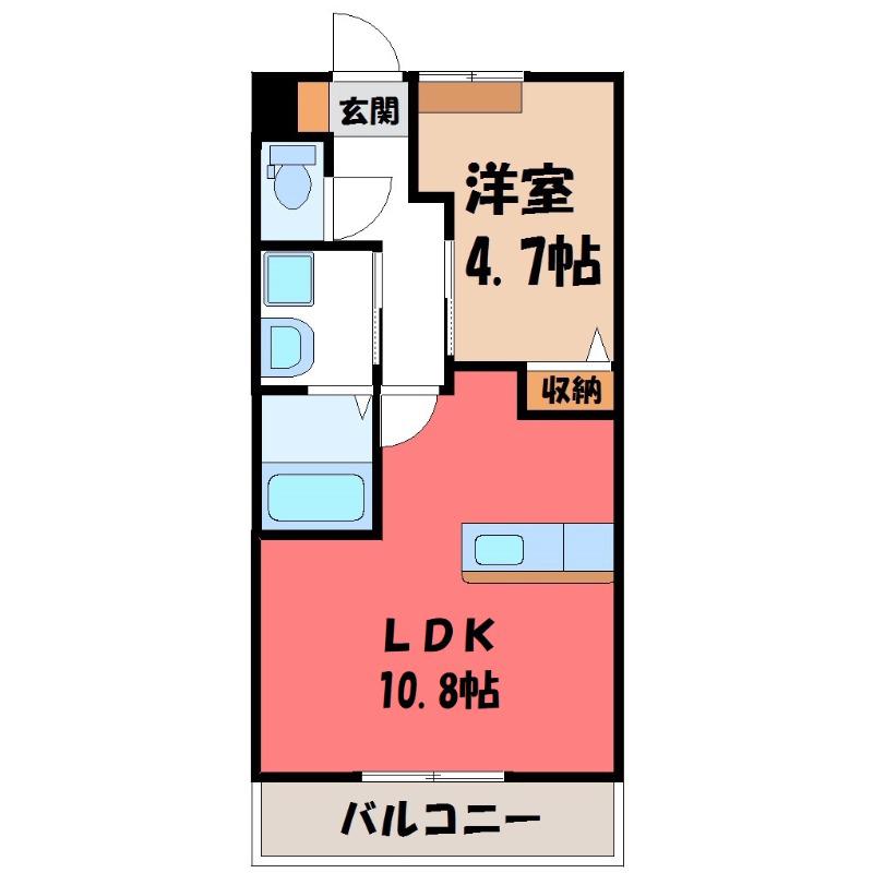 ＪＲ両毛線 国定駅 徒歩29分 2階建 築16年(1LDK/1階)の間取り写真