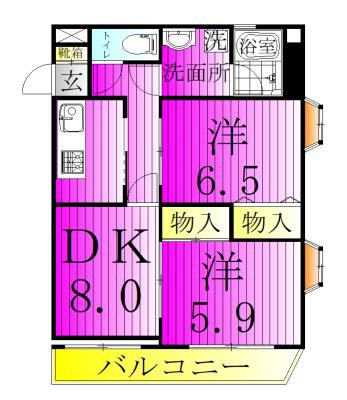 石塚ビル(2DK/2階)の間取り写真