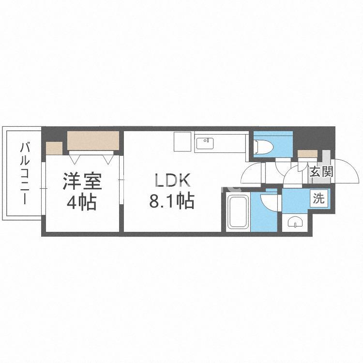 グランディア梅田ノース(1LDK/2階)の間取り写真