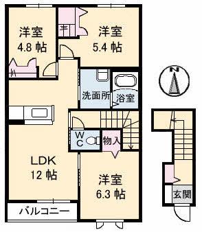 ノアール(3LDK/2階)の間取り写真