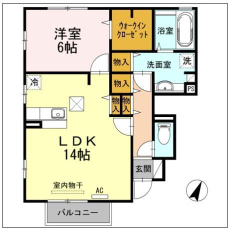 クオーレ(1LDK/1階)の間取り写真