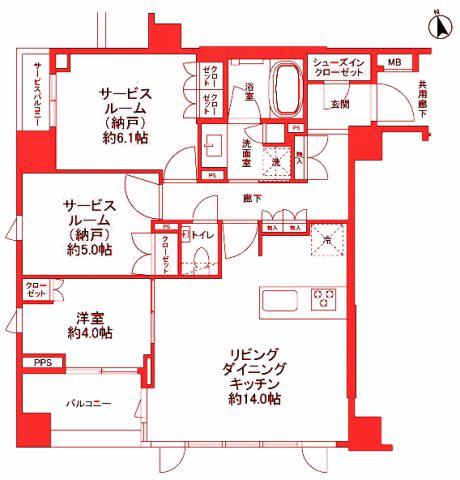 ピアース日吉(1SLDK/2階)の間取り写真