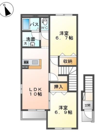 エストルーチェ(2LDK/2階)の間取り写真