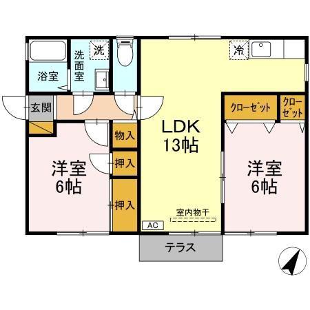 ファンタジーハウス(2LDK/1階)の間取り写真