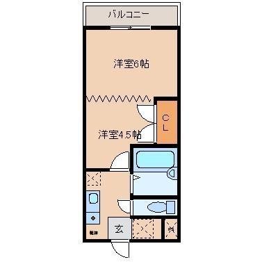 アクアステージ大在(2K/1階)の間取り写真