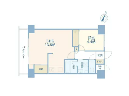 恵比寿ガーデン(1LDK/4階)の間取り写真