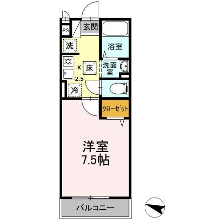 湘南ABSII(1K/1階)の間取り写真