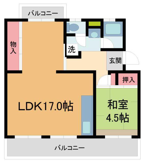 UR中山五月台11号棟(1LDK/3階)の間取り写真