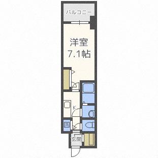 プランドール北浜(1K/12階)の間取り写真