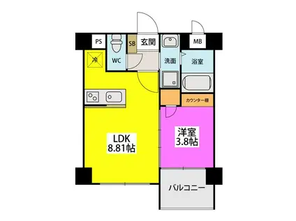 ラフィーネ井尻IIB棟(1LDK/5階)の間取り写真