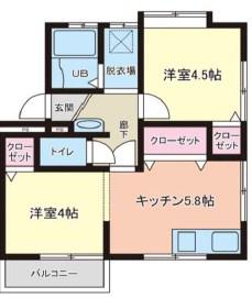 西舞マンション(2DK/1階)の間取り写真