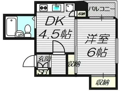 中ノ島ハイム(1DK/8階)の間取り写真