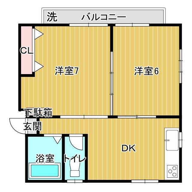 カーサピッコラ(2DK/2階)の間取り写真