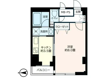 カメリアKAWSAKI(1K/3階)の間取り写真