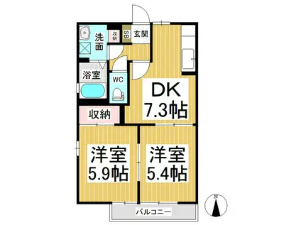 コーポいちよし2(2DK/2階)の間取り写真