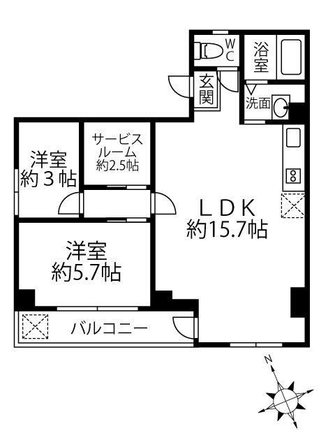上馬4丁目マンション(2SLDK/2階)の間取り写真