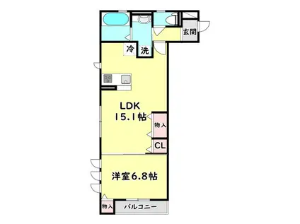 BAUPLACE MIZO(1LDK/2階)の間取り写真