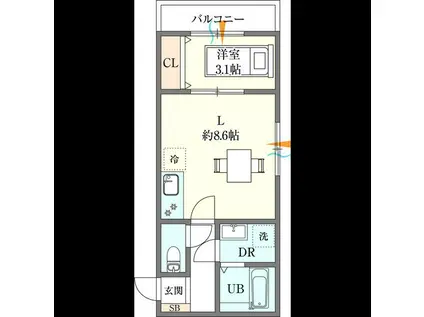 エレガンス藤井寺(1LDK/2階)の間取り写真