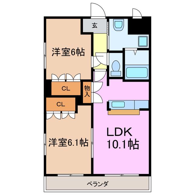 ラ・エレガンス77(2LDK/2階)の間取り写真