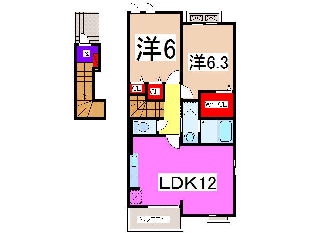 アーバンII(2LDK/2階)の間取り写真