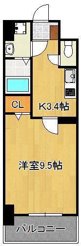 エヴァーグリーンQ(1K/3階)の間取り写真