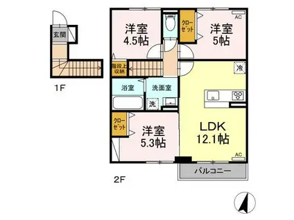 絆III(3LDK/2階)の間取り写真