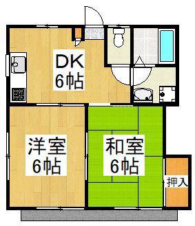 さかえコーポ(2DK/2階)の間取り写真