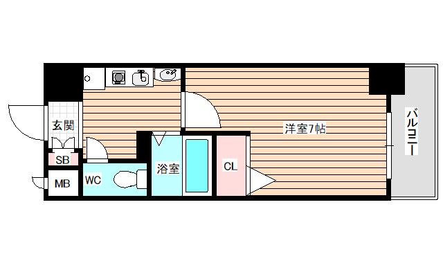 クリエイト21アテンドル梅田(1K/2階)の間取り写真