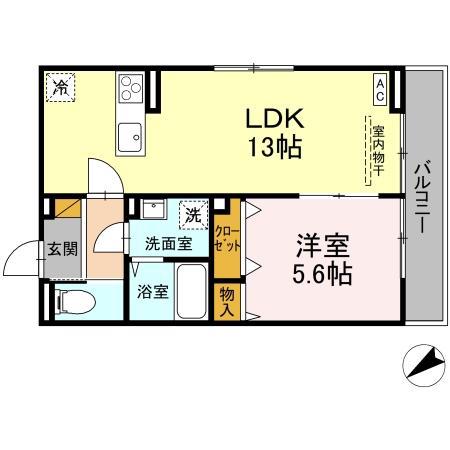 D-INVEST栄町(1LDK/3階)の間取り写真