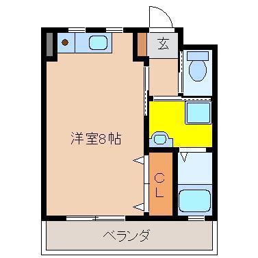 レジデンスパルコ(ワンルーム/2階)の間取り写真