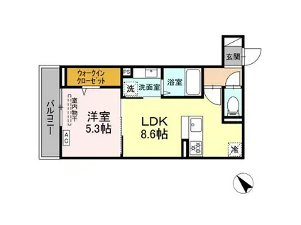 D PAINA 千年新町(1LDK/2階)の間取り写真