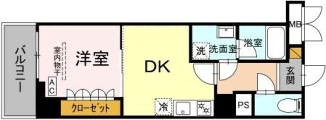 GRAND VILLAGE(1DK/3階)の間取り写真
