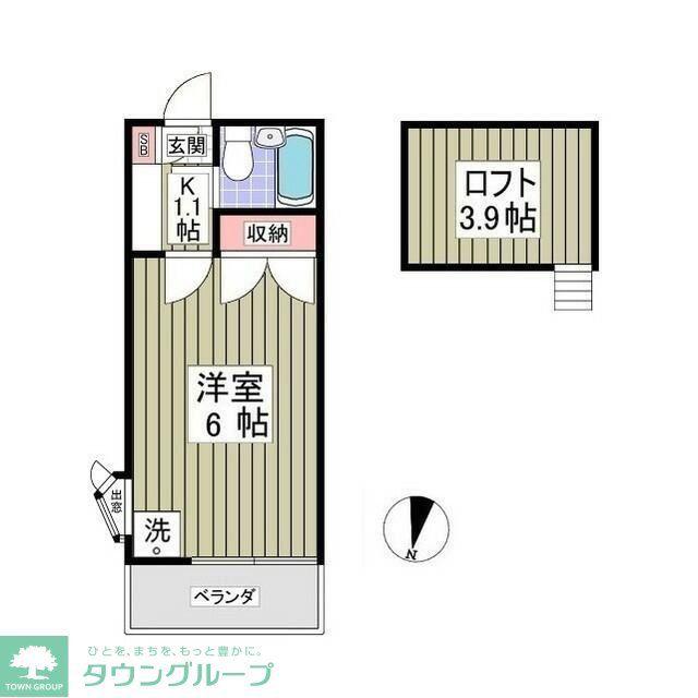 東武東上線 高坂駅 徒歩5分 2階建 築37年(1K/1階)の間取り写真