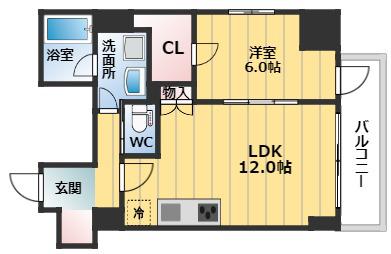 プレディアコート本町(1LDK/8階)の間取り写真
