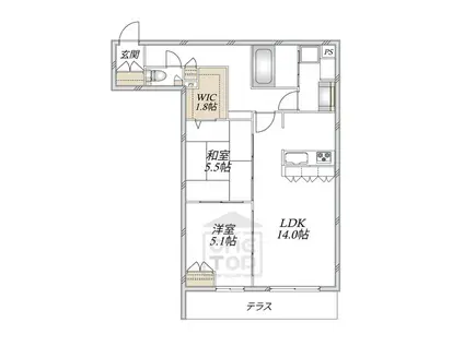 BORIKIひがしおおさか(2LDK/1階)の間取り写真