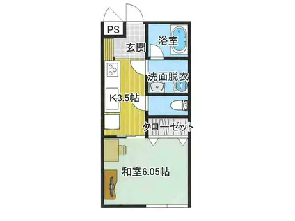 広野ハイツ(1K/1階)の間取り写真