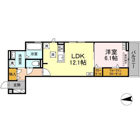 フェリシアーク(1LDK/1階)の間取り写真