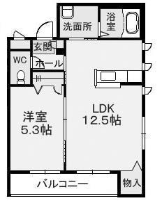 グランマスト松山(1LDK/3階)の間取り写真