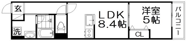 ウイング牧野駅前(1LDK/2階)の間取り写真