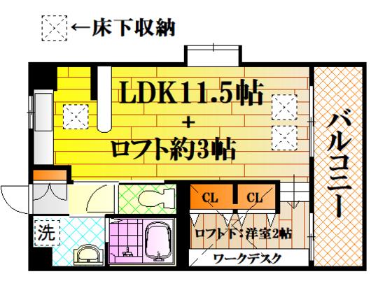 レジェンドヨコガワ(1LDK/3階)の間取り写真
