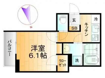 ウインド パス(1K/3階)の間取り写真