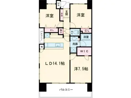 ランドアーク島瀬(3LDK/11階)の間取り写真